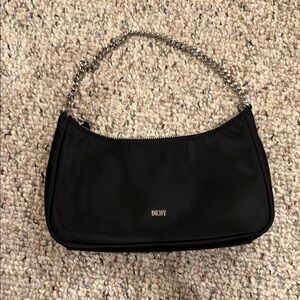 DKNY Black Shoulder Bag with Silver Chain